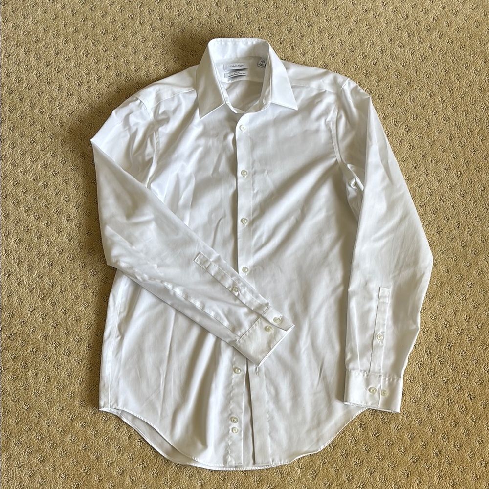 Calvin Klein White Dress Shirt Tailored Formal Wear